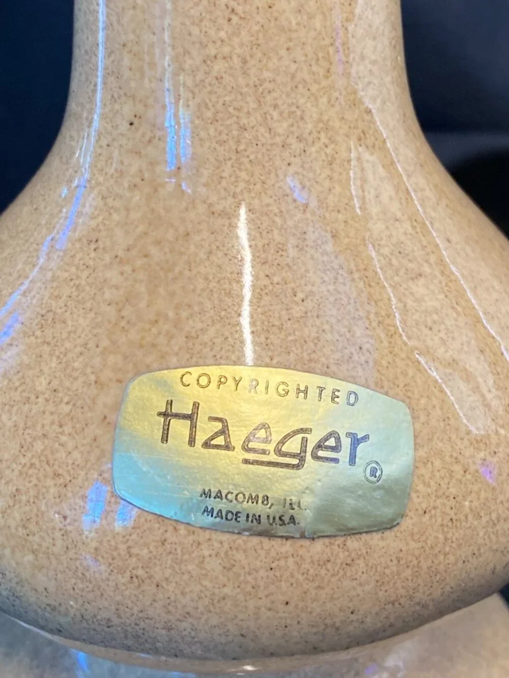 Vintage 1970s Haeger Pottery Mottled Gold Bud Vase #304 - Mint w/ Sticker